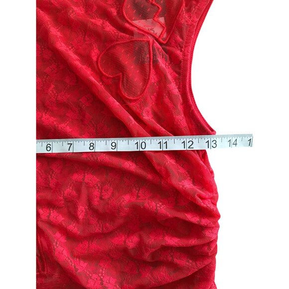 Wild Fable Red Lace Sleeveless Asymmetrical Sheer Top Mesh Fairy Romantic XS NWT - Picture 7 of 9